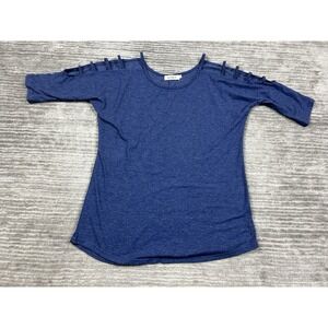 iGenJun Top Womens Medium Blue Half Sleeve Polyester Blend‎ Casual